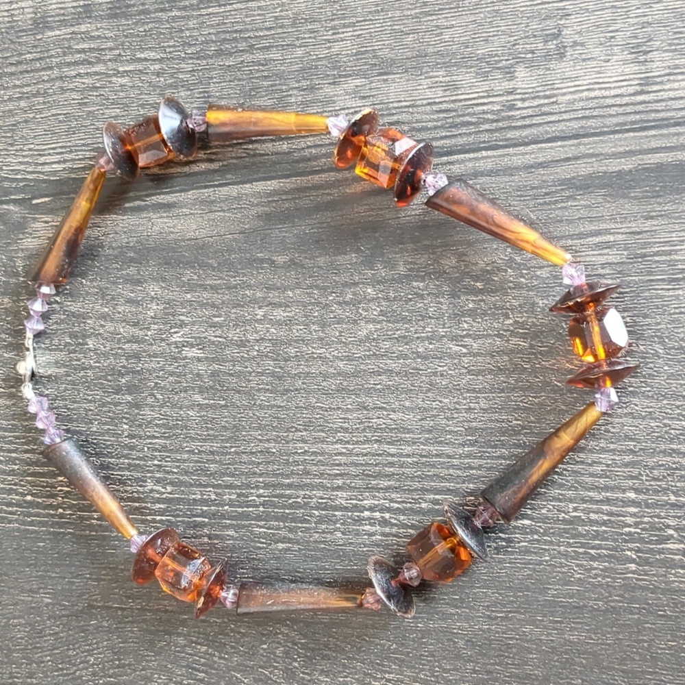 Vintage Tribal Amber Tortoise Brown Chunky Beaded Necklace